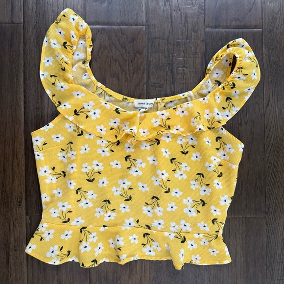 Monteau Cropped Sleeveless Floral Top - Picture 7 of 10